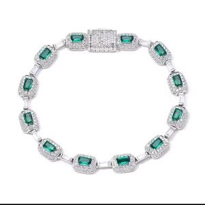 Elegant Silver and Green Gemstone Bracelet